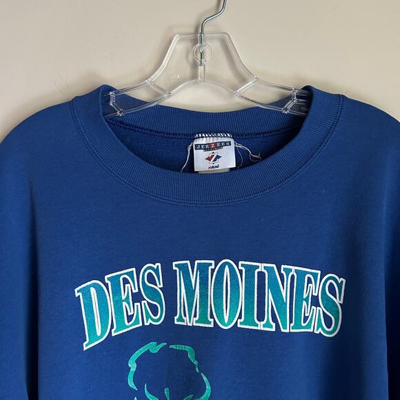 Vintage Jerzees Blue Des Moines Parks & Recreation Crewneck Sweatshirt Size 2XL - Picture 3 of 11